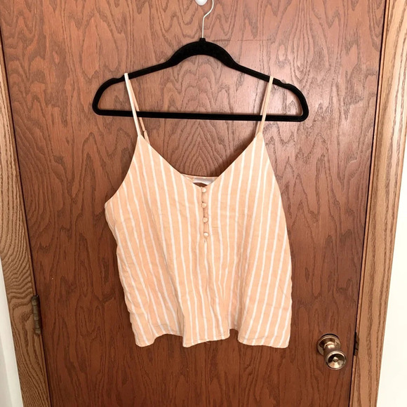 Abound Tops - Abound Coral Striped Linen Tank